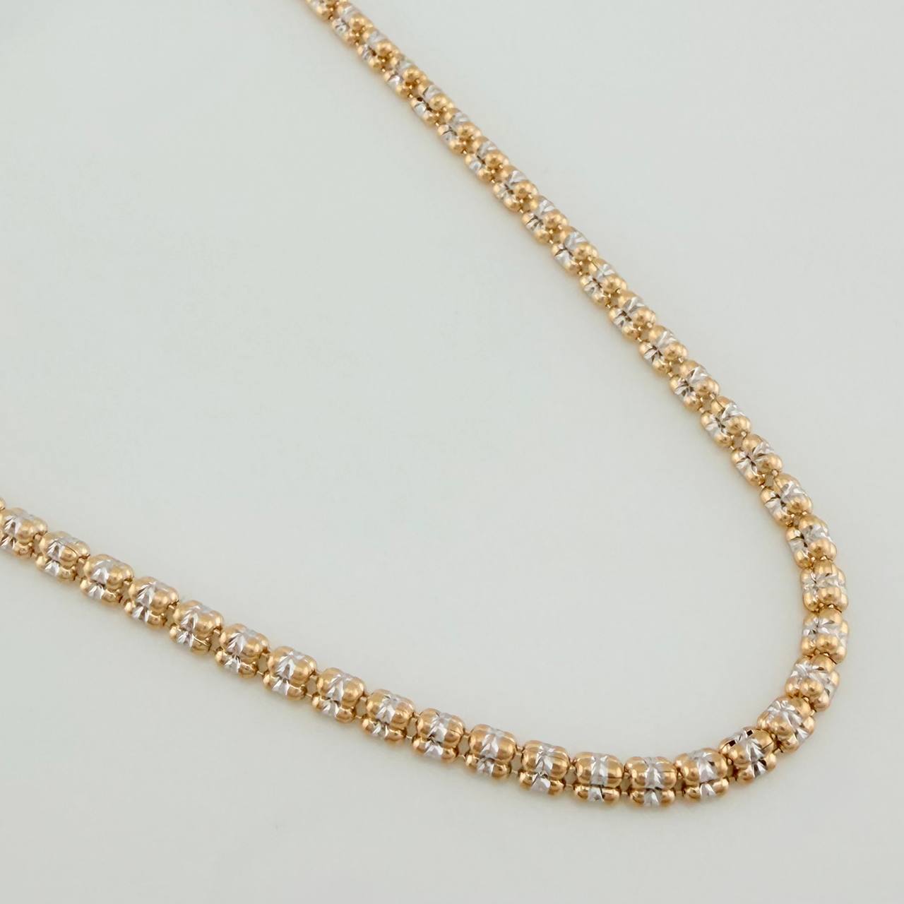 Cadena Ice 10.45gr / 55cm / 2.4mm Dos Oros Amarillo Blanco +4 18K $