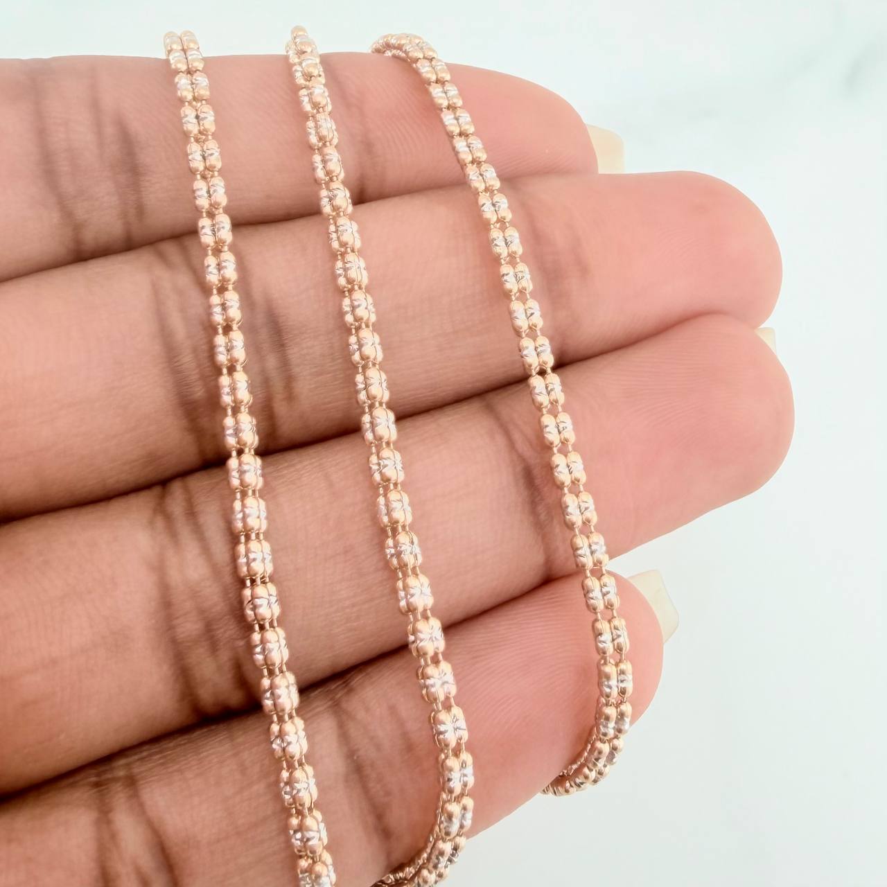 Cadena Ice 10.45gr / 55cm / 2.4mm Dos Oros Amarillo Blanco +4 18K $