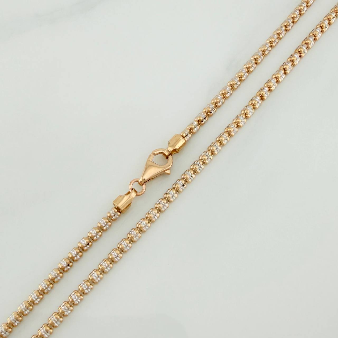 Cadena Ice 10.45gr / 55cm / 2.4mm Dos Oros Amarillo Blanco +4 18K $