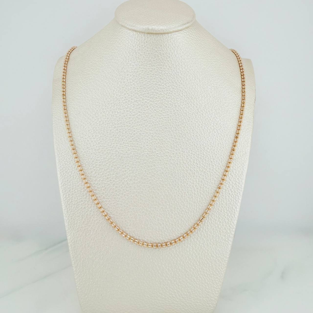 Cadena Ice 10.45gr / 55cm / 2.4mm Dos Oros Amarillo Blanco +4 18K $