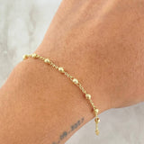 Pulso Espiga Militar 2.05gr / 18.5cm / 3mm Diamantado Oro Amarillo 18K *