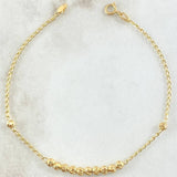 Pulso Espiga Militar 1.95gr / 18cm / 3mm Bolas Diamantadas Oro Amarillo 18K