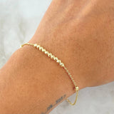 Pulso Espiga Militar 1.95gr / 18cm / 3mm Bolas Diamantadas Oro Amarillo 18K