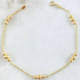 Pulso Espiga Militar 2.3gr / 18cm / 3mm-4mm Bolas Diamantadas Oro Amarillo 18K ©
