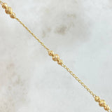 Pulso Espiga Militar 2.25gr / 18cm / 3mm-4mm Bolas Diamantadas Oro Amarillo 18K