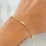Pulso Espiga Militar 2.25gr / 18cm / 3mm-4mm Bolas Diamantadas Oro Amarillo 18K