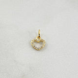 Dije Silueta Corazón 0.35gr / 1.3cm / Circones Blancos Oro Amarillo