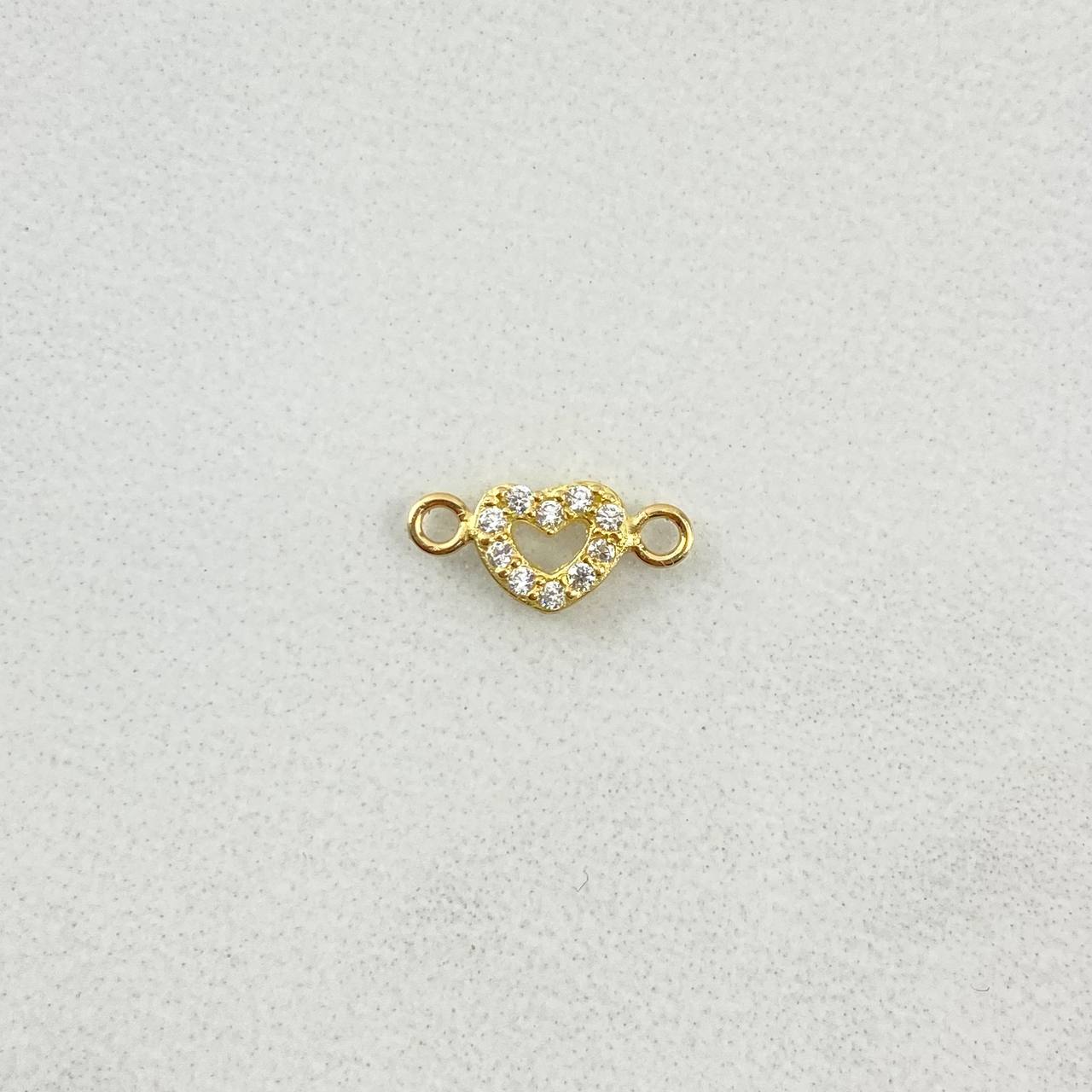 Herraje Silueta Corazón 0.25gr / 1cm / Circones Blancos Oro Amarillo