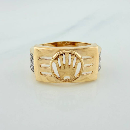 Anillo Corona 5.65gr / T9 3/4 / Dos Oros Amarillo Blanco 18K %