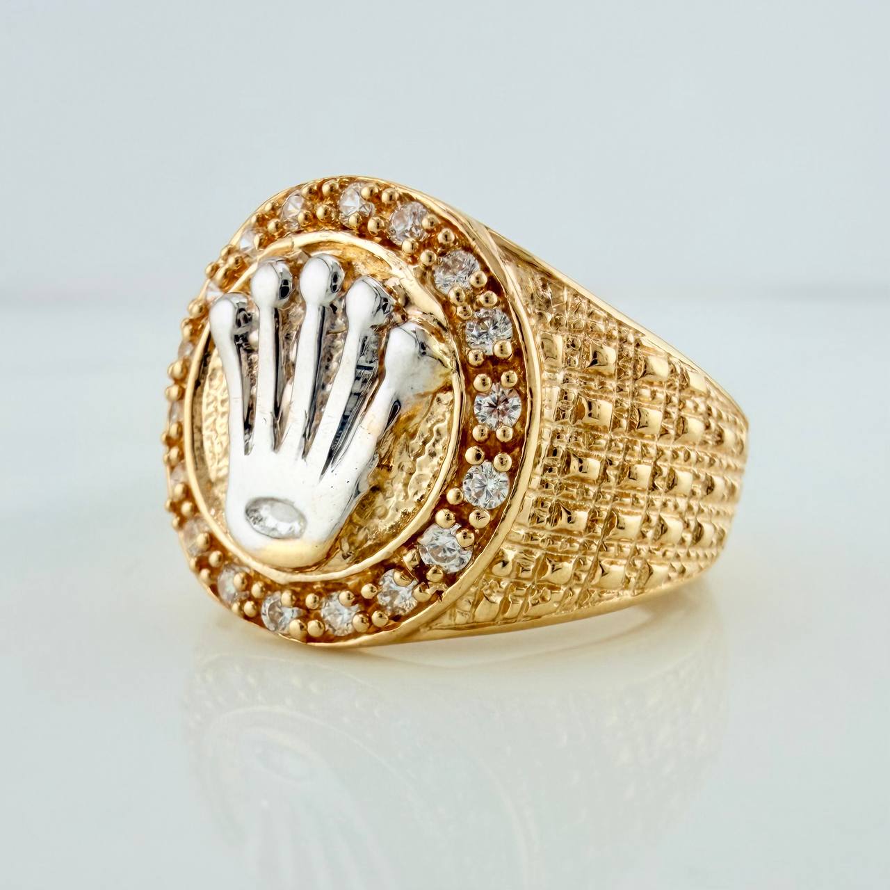 Anillo Corona 6.3gr / T9 1/2 / Dos Oros Amarillo Blanco 18K %