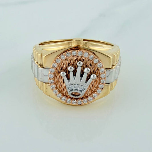 Anillo Corona 7.25gr / T8 1/4 / Tres Oros 18K %