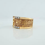 Anillo Sello Cruz 9.35gr / T10 1/2 / Dos Oros Amarillo Blanco 18K %