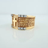 Anillo Sello Cruz 9.35gr / T10 1/2 / Dos Oros Amarillo Blanco 18K %