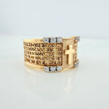 Anillo Sello Cruz 9.35gr / T10 1/2 / Dos Oros Amarillo Blanco 18K %
