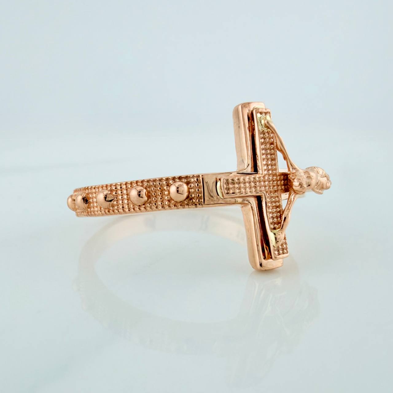 Anillo Cruz Cristo 6.3gr / T10 1/4 / Oro Rosa 18K %