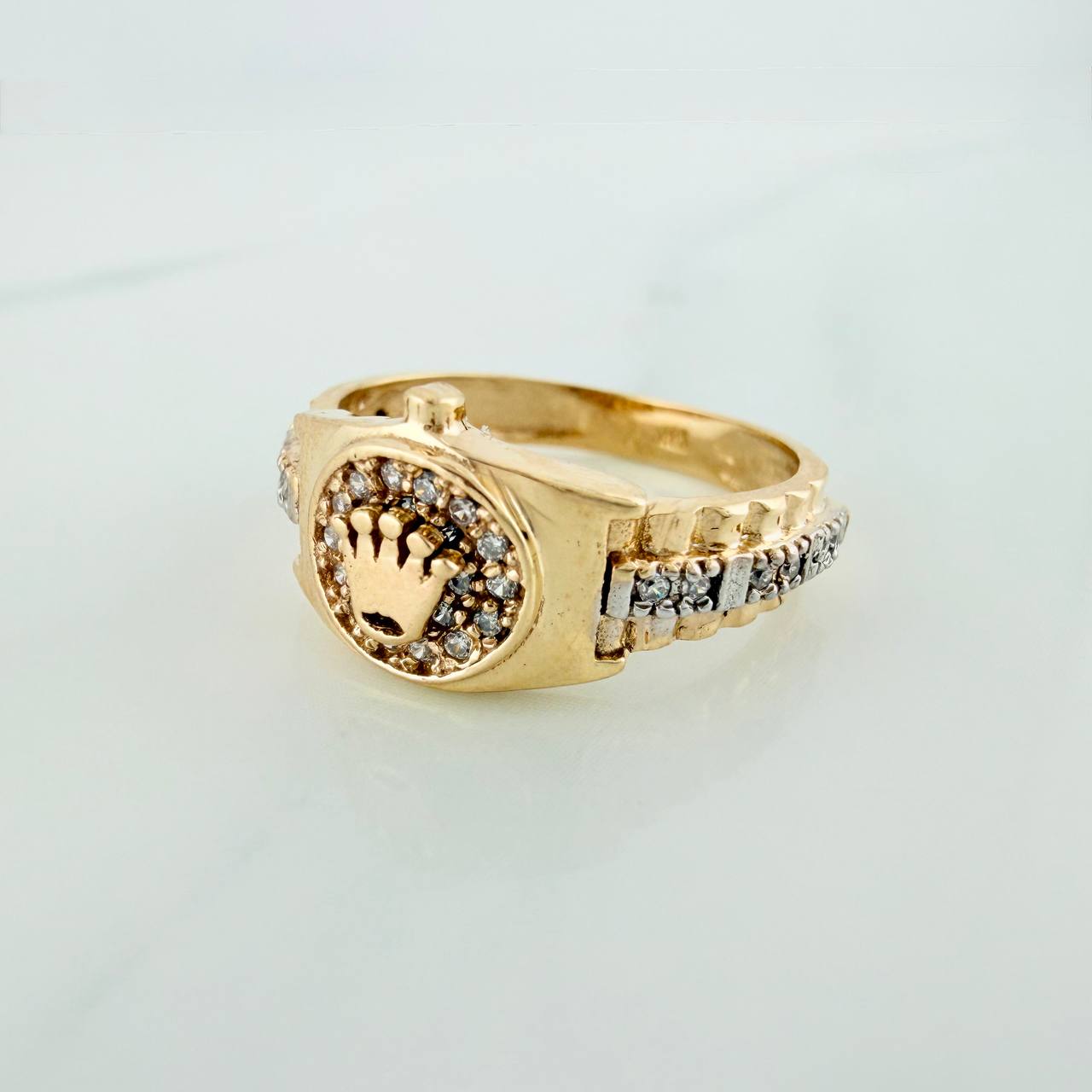 Anillo Corona 4gr / T6 1/4 / Dos Oros Amarillo Blanco 18K %