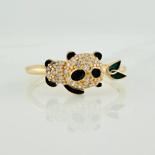 Anillo Oso Panda 1.85gr / T7 1/4 / Oro Amarillo 18K %