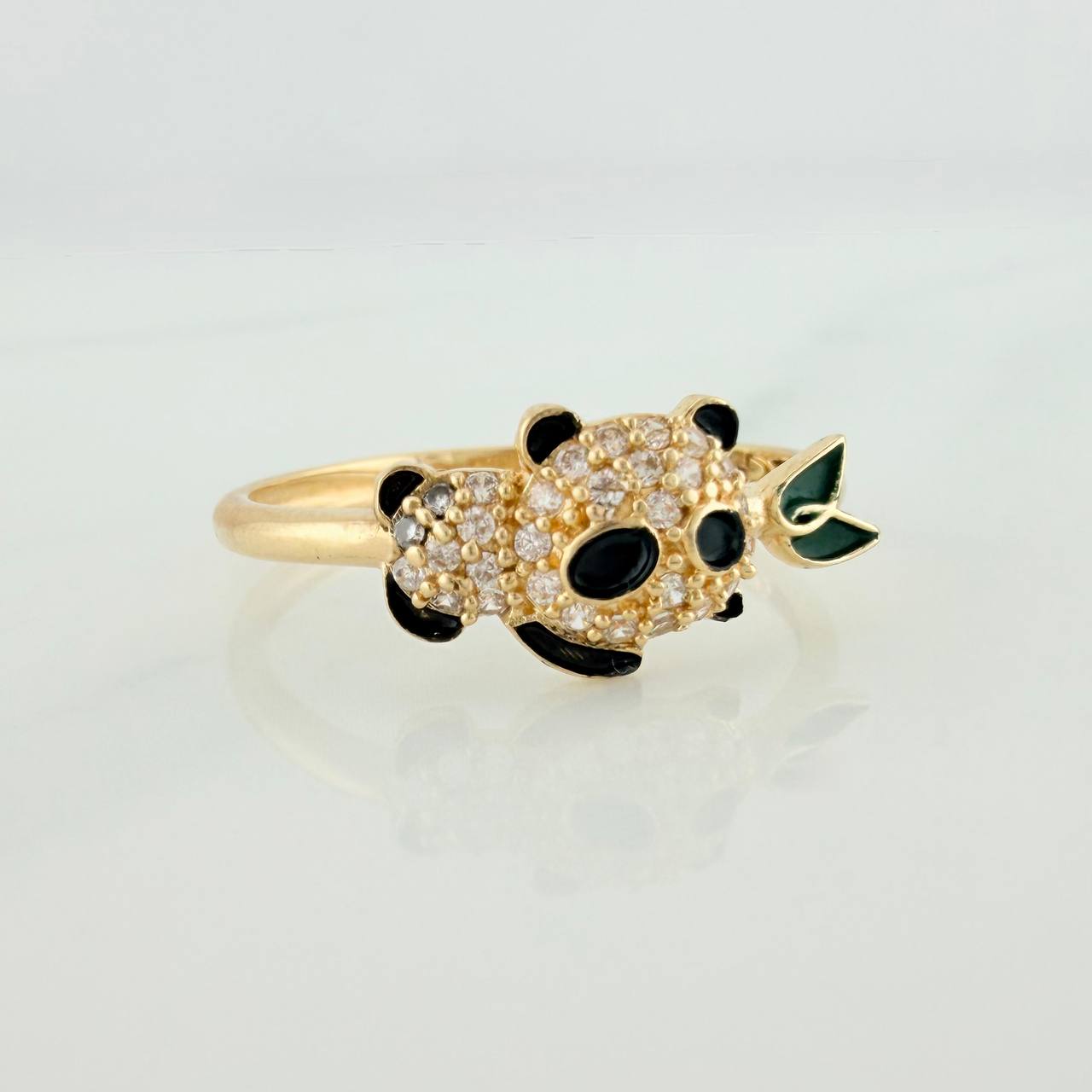 Anillo Oso Panda 1.85gr / T7 1/4 / Oro Amarillo 18K %