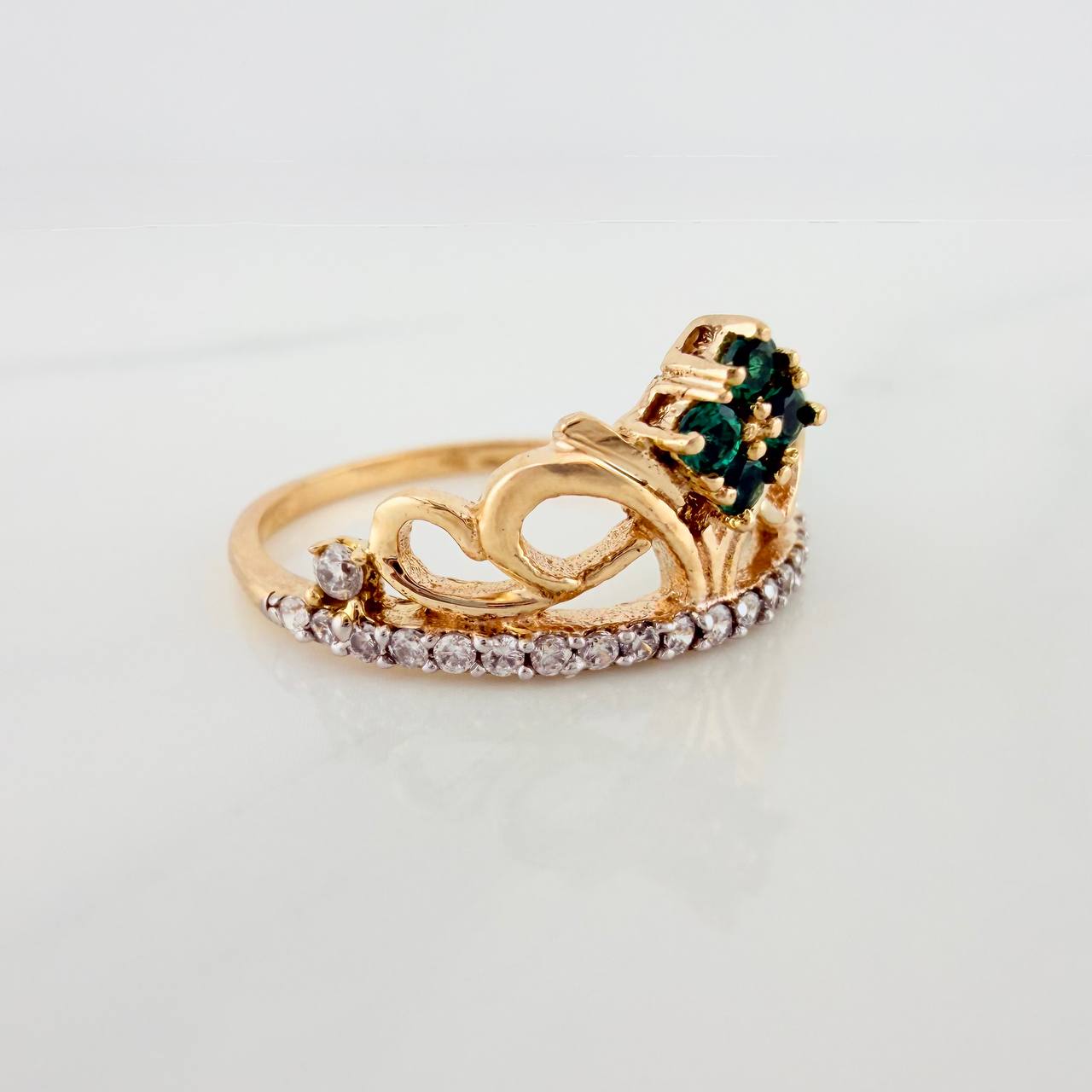 Anillo Corona 3gr / T7 1/4 / Dos Oros Amarillo Blanco 18K %