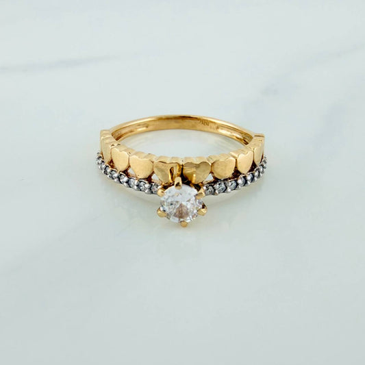 Anillo Churumbela Corazones 2.5gr / T6 / Dos Oros Amarillo Blanco 18K %