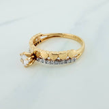 Anillo Churumbela Corazones 2.5gr / T6 / Dos Oros Amarillo Blanco 18K %