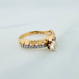 Anillo Churumbela Corazones 2.5gr / T6 / Dos Oros Amarillo Blanco 18K %