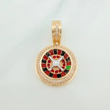 Dije Ruleta 6.6gr / 3cm / Dos Oros Amarillo Blanco 18K %