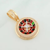 Dije Ruleta 6.6gr / 3cm / Dos Oros Amarillo Blanco 18K %