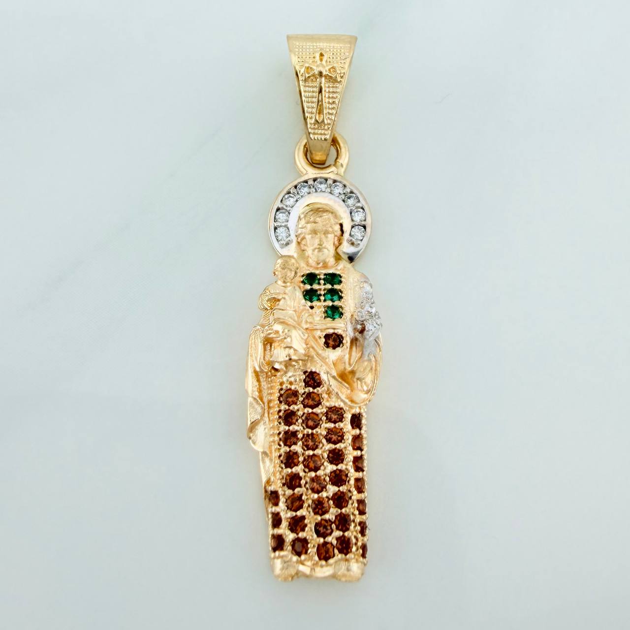 Dije San Judas Tadeo 2.85gr / 3.6cm / Dos Oros Amarillo Blanco 18K %