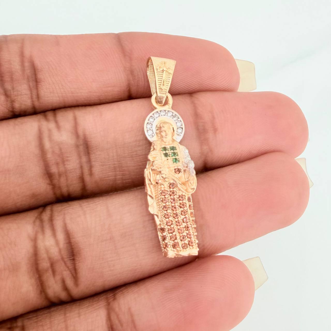 Dije San Judas Tadeo 2.85gr / 3.6cm / Dos Oros Amarillo Blanco 18K %