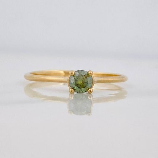 Anillo Solitario Moisanita 0.20 Pts 1.45g / T7 1/2 Oro Amarillo 18K