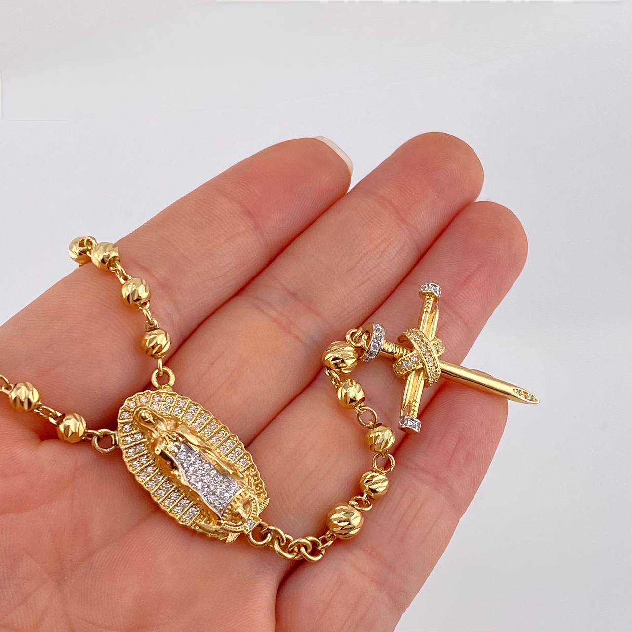 Rosario Virgen Guadalupe 22.6g / 60cm / 4mm Oro Amarillo 18K