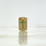 Dije Placa Cruz 5.75gr / 3.6cm / Circones Blancos Verdes Oro Amarillo ©