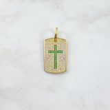 Dije Placa Cruz 5.75gr / 3.6cm / Circones Blancos Verdes Oro Amarillo ©