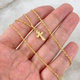 Cadena Lazo 1.1gr / 60cm + Dije Cruz 0.4gr / 2cm Anj Oro Amarillo (Oferta)