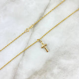 Cadena Lazo 1.1gr / 60cm + Dije Cruz 0.35gr / 2cm Interna Oro Amarillo (Oferta)