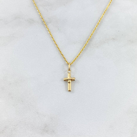 Cadena Lazo 1.1gr / 60cm + Dije Cruz 0.35gr / 2cm Interna Oro Amarillo (Oferta) ©