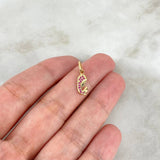 Dije Virgen María 0.65gr / 1.8cm / Circones Fucsias Oro Amarillo ©