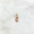 Dije Virgen María 0.65gr / 1.8cm / Circones Fucsias Oro Amarillo ©
