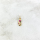 Dije Virgen María 0.65gr / 1.8cm / Circones Fucsias Oro Amarillo ©