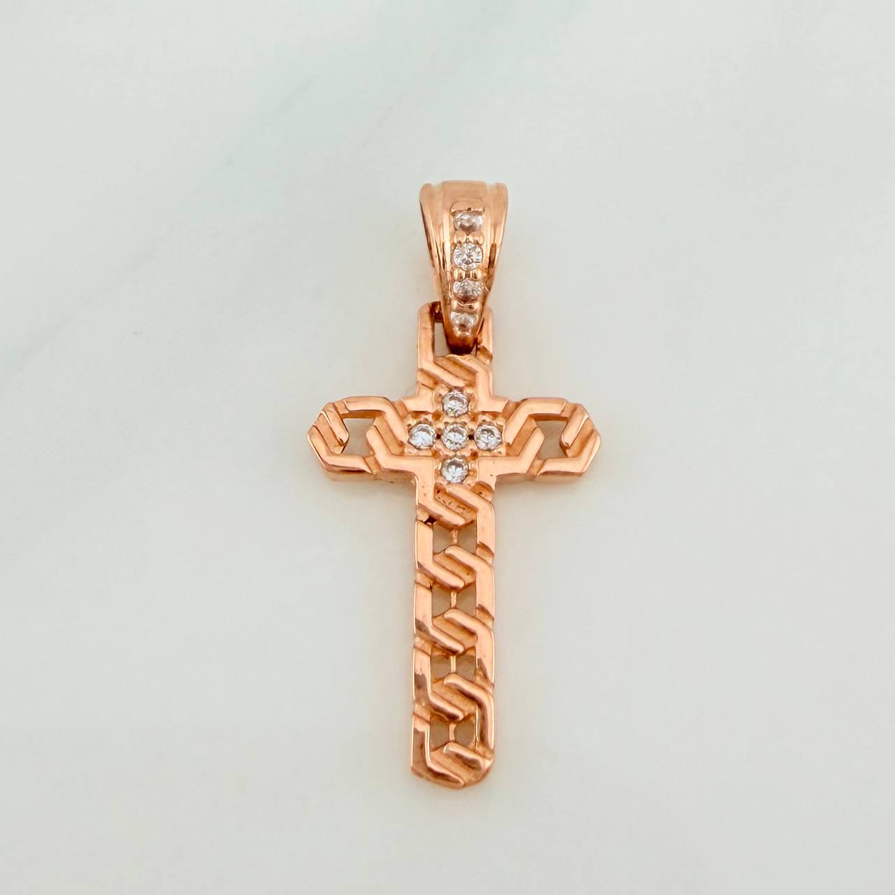 Dije Cruz Zig Zag 1gr / 2cm / Oro Rosa 18K %