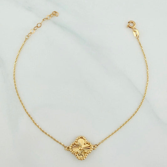 Pulso Modulable Aro Seguido Trebol 1.8 g / 18.4 cm - 21 cm / 0.9 mm Oro Amarillo 18K