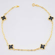 Pulso Aro Seguido Trebol Doble Faz 2.4gr / 19cm / 8mm Oro Amarillo 18K *