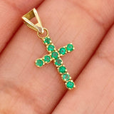 Dije Cruz Esmeraldas 0.6gr / 2cm / Oro Amarillo 18K &