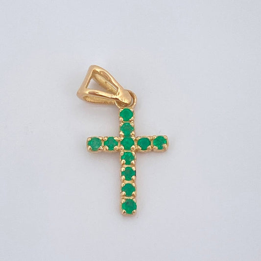 Dije Cruz Esmeraldas 0.6gr / 2cm / Oro Amarillo 18K &