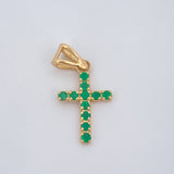 Dije Cruz Esmeraldas 0.6gr / 2cm / Oro Amarillo 18K &