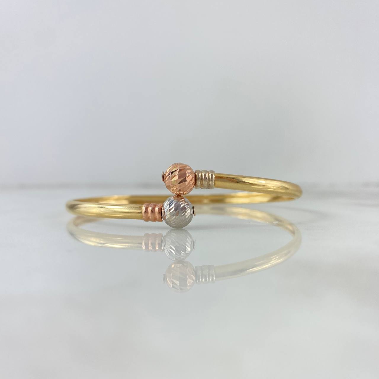 Pulso Tu y Yo 5.65gr / 17cm / 7mm Bolas Diamantadas Tres Oros *