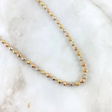 Cadena Militar 26.1gr / 60cm / 4mm Bolas Diamantadas Tres Oros