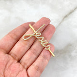 Dije Cruz Jesus 4.45gr / 5cm / Circones Blancos Oro Amarillo ©