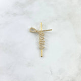 Dije Cruz Jesus 4.45gr / 5cm / Circones Blancos Oro Amarillo ©